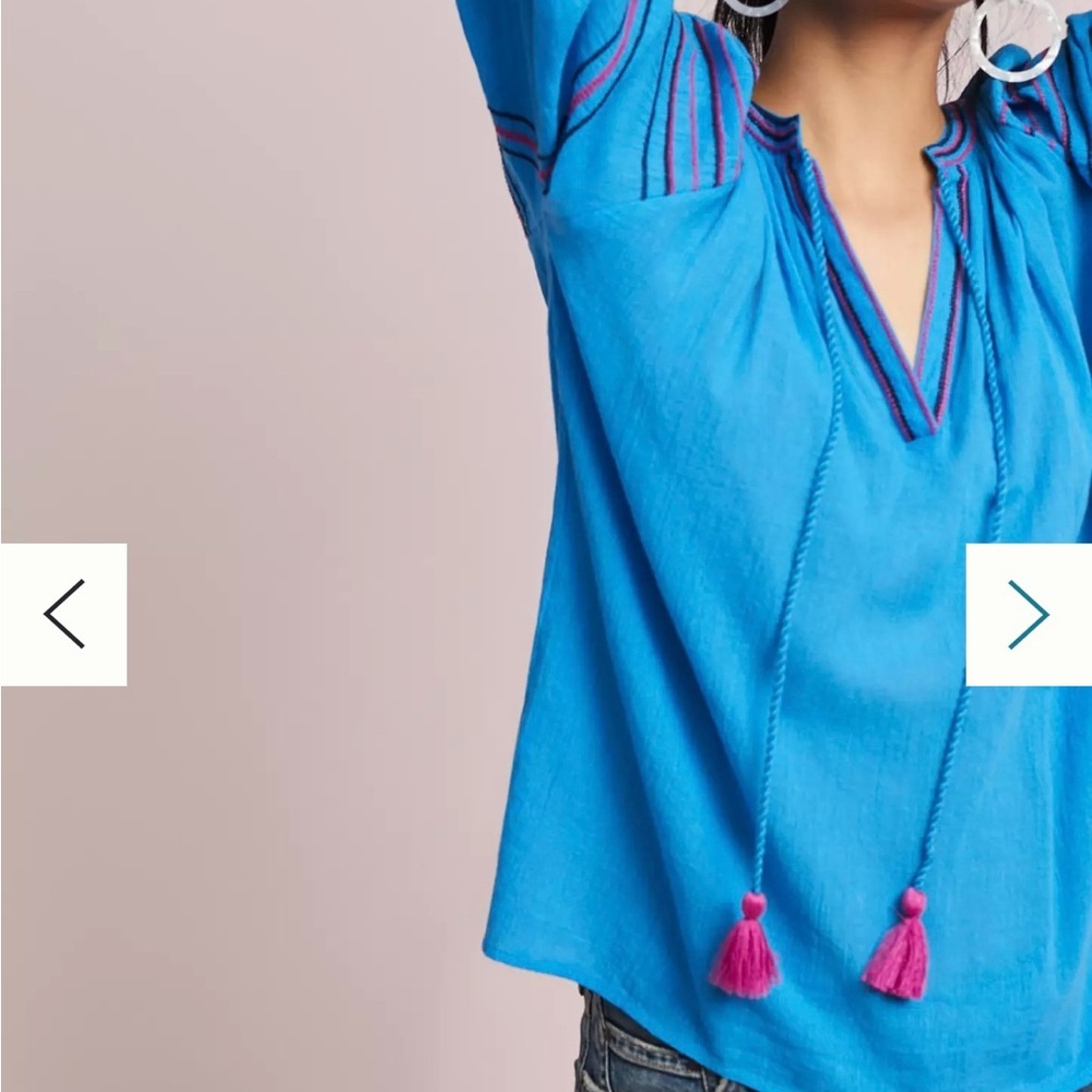 Maeve by Anthropologie Runaway Embroidered Peasant Top-S - Picture 2 of 9